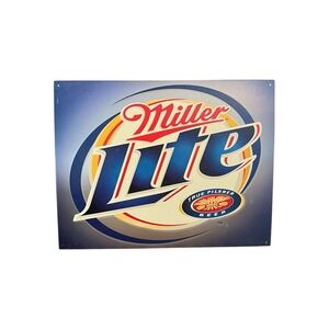 2002 Miller Lite Beer Bar Wall Sign Metal Advertising Decor Man Cave 16x12.5"